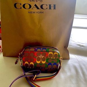 Rainbow colour sling coach